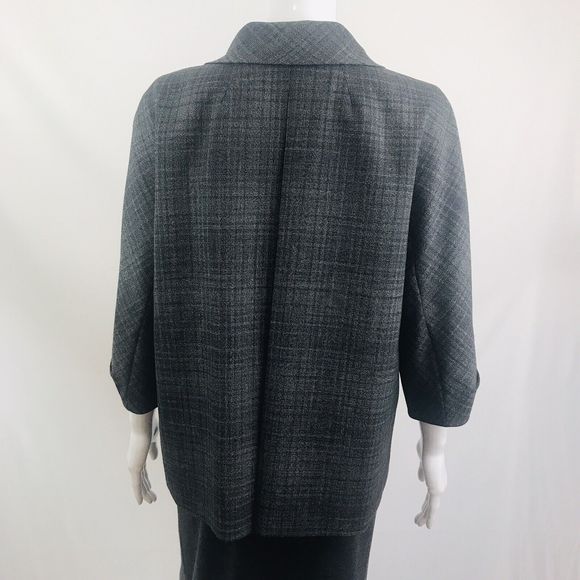 Lida Baday Suit 14P Designer Jacket Skirt Gray Wool Blend Jackie O Luxury Style - Picture 10 of 12